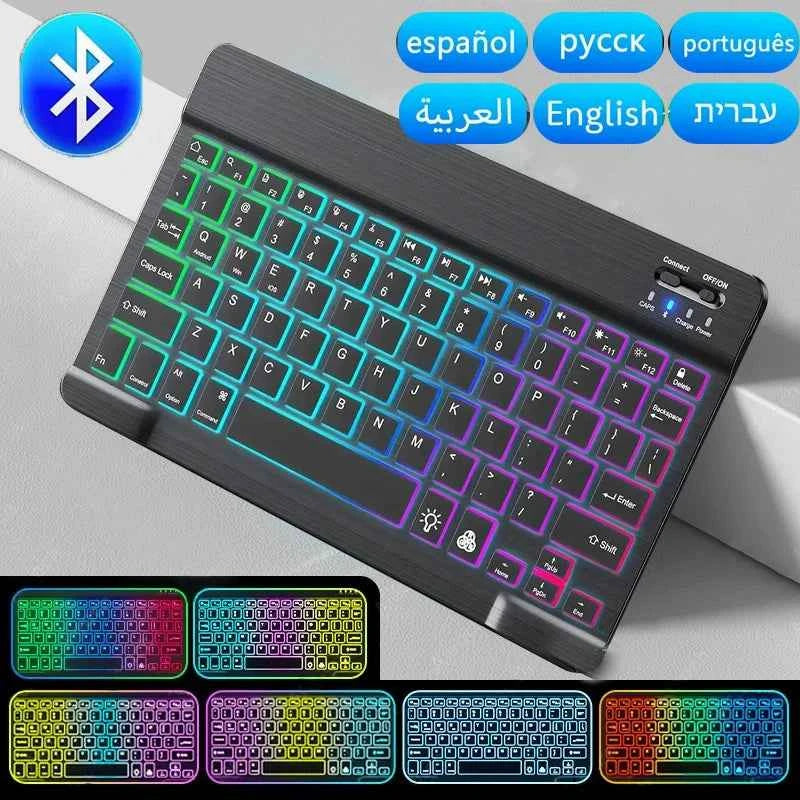 Mini Bluetooth Keyboard RGB Wireless Backlit Touchpad Keyboard for iOS, Android, Windows, and iPad - 10 Inch