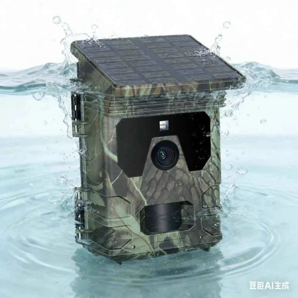 50MP 4K Solar Panel Hunting Camera with Infrared Night Vision for Wildlife Monitoring and Trail Recording