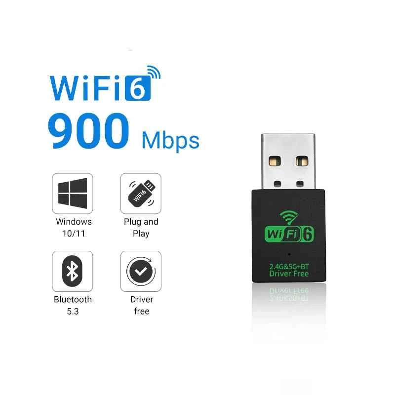 Bluetooth 5.3 Wifi 6 Adapter Mini USB Dongle Wireless Network Card for PC