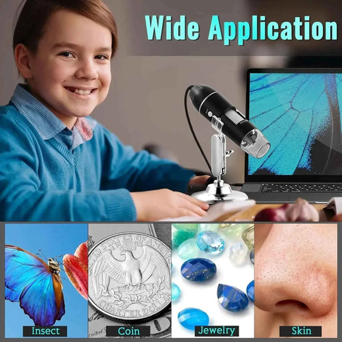 1600X USB Microscope 1080P HD Soldering Microscope with 8 LEDs for Android, Mac, Windows (X4)