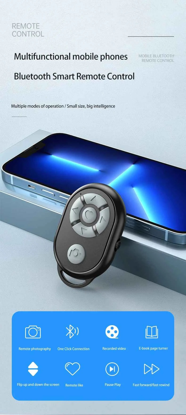 Bluetooth Selfie Stick Remote Controller for iPhone, Xiaomi, IOS & Android - Universal Camera Control