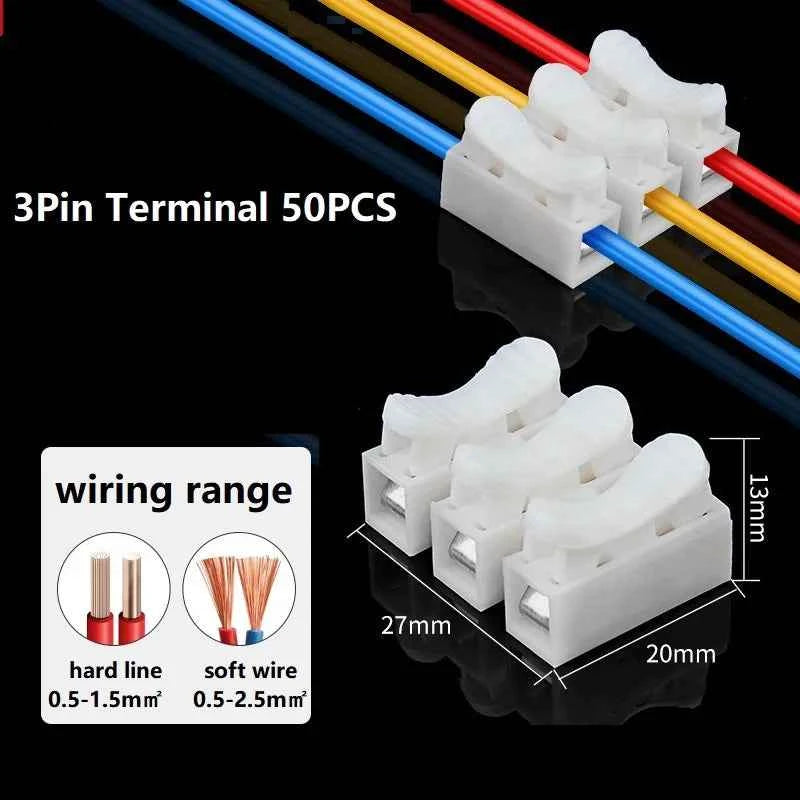 50Pcs Quick Wire Connectors - No Soldering Required Spring Clamp Cable Terminals for Electronics