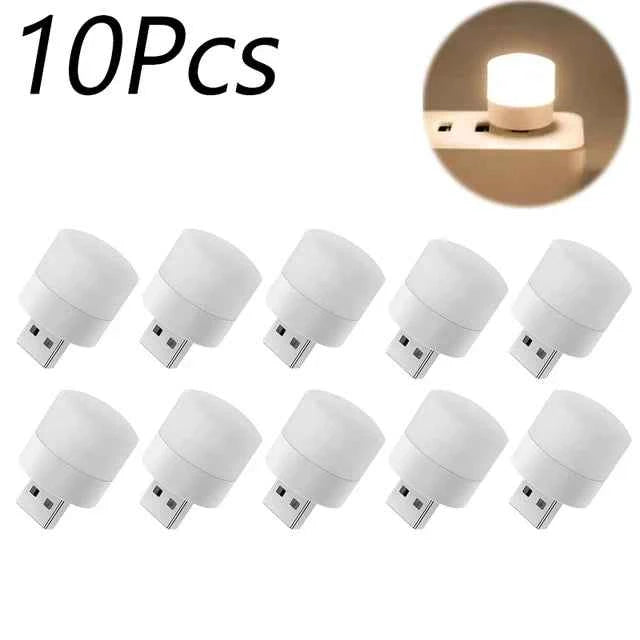 10/1PCS USB Night Light Mini LED Night Light USB Plug Lamp Power Bank Charging USB Book Lights Round Reading Eye Protection Lamp