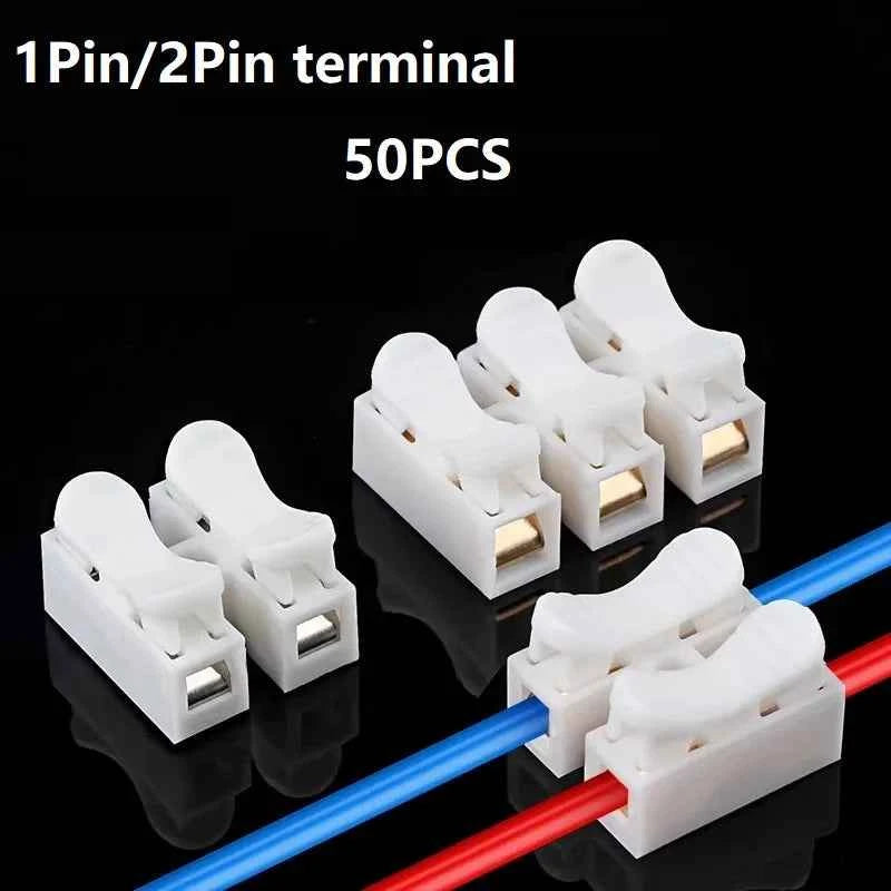 50Pcs Quick Wire Connectors - No Soldering Required Spring Clamp Cable Terminals for Electronics