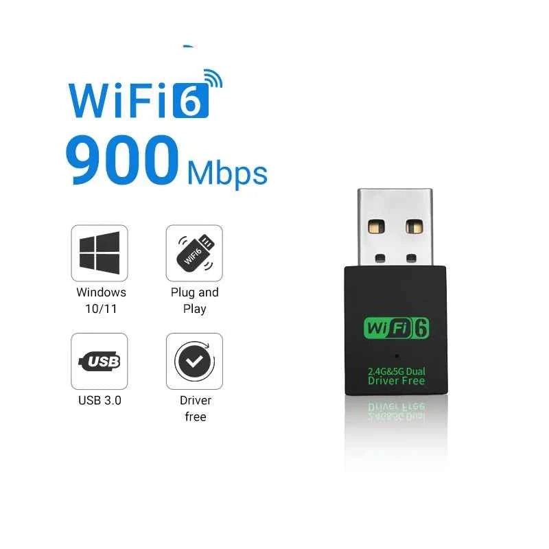 Bluetooth 5.3 Wifi 6 Adapter Mini USB Dongle Wireless Network Card for PC
