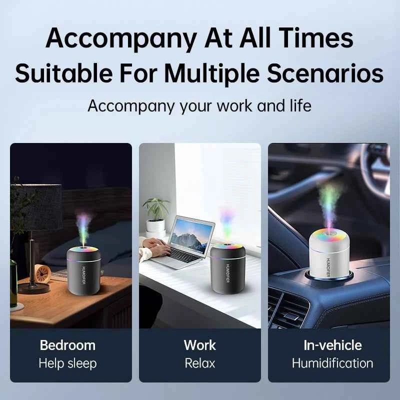 180ML Mini Air Humidifier USB Essential Oil Diffuser for Home, Car, and Bedroom Aromatherapy Lights
