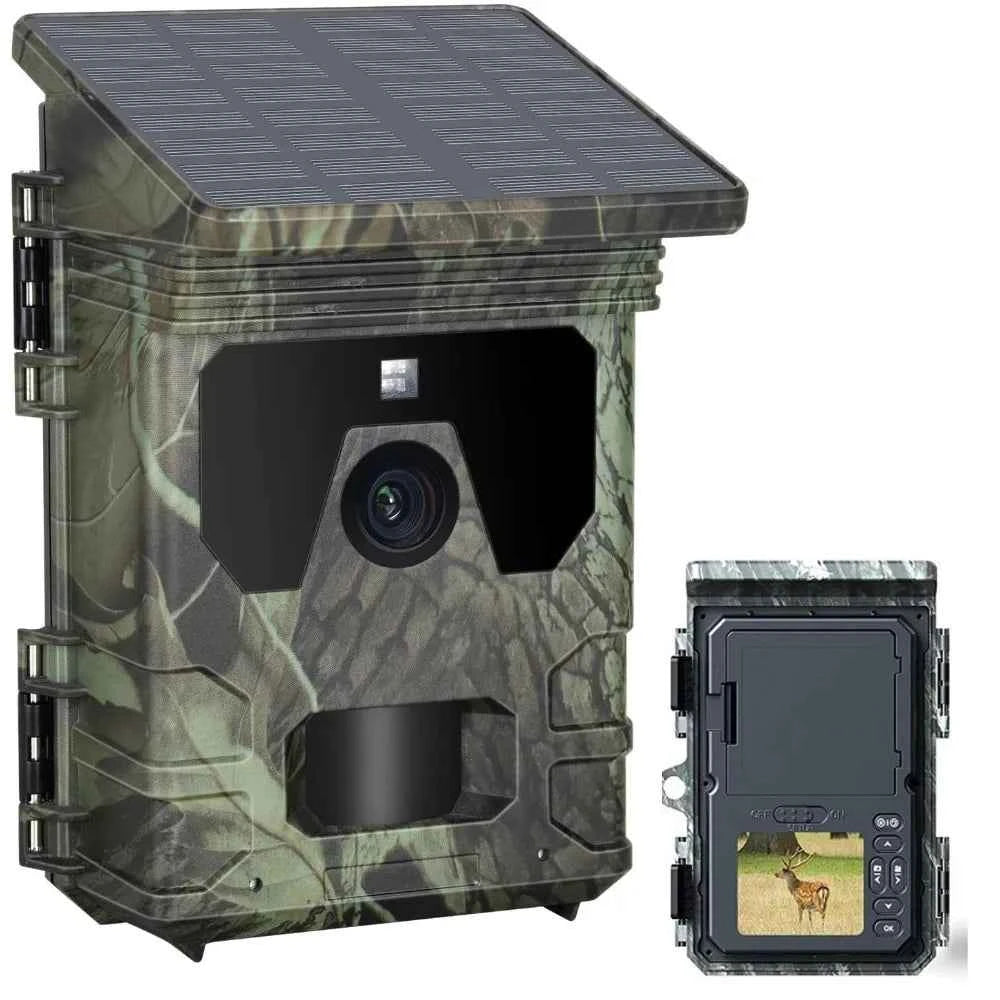 50MP 4K Solar Panel Hunting Camera with Infrared Night Vision for Wildlife Monitoring and Trail Recording
