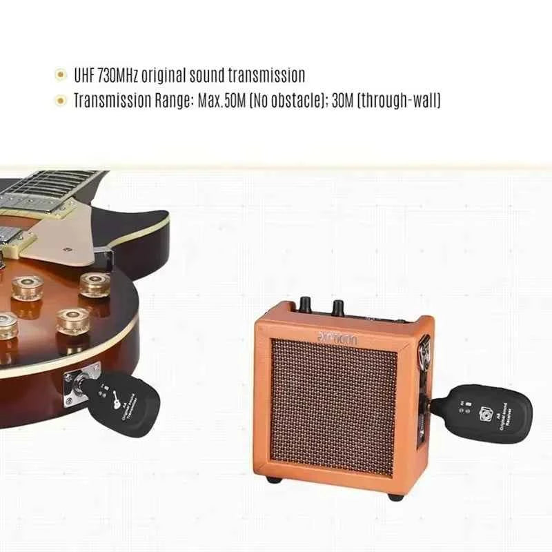 A8 Guitar Wireless System - Rechargeable Transmitter & Receiver for Electric Guitar and Bass
