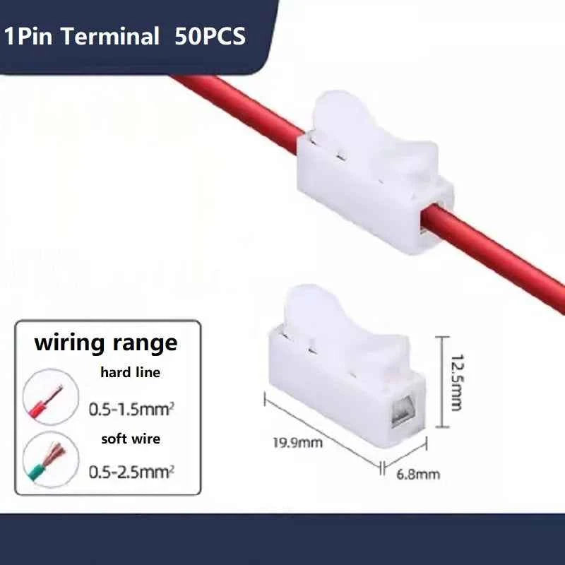 50Pcs Quick Wire Connectors - No Soldering Required Spring Clamp Cable Terminals for Electronics