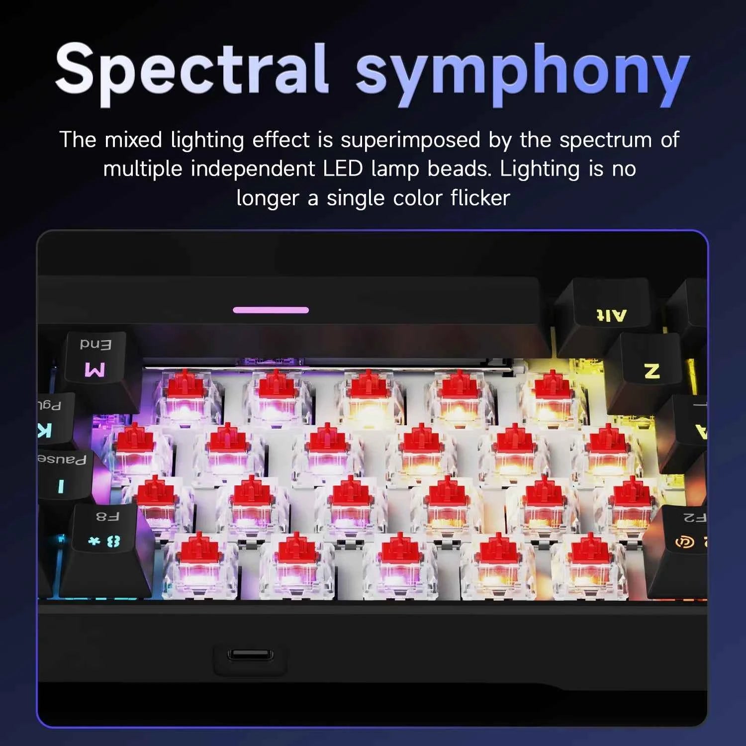 AJAZZ NK61 Wired Gaming Keyboard - 60% RGB Hot-Swappable Mini Mechanical Keyboard with 61 Keys and Red Switch for Gamers