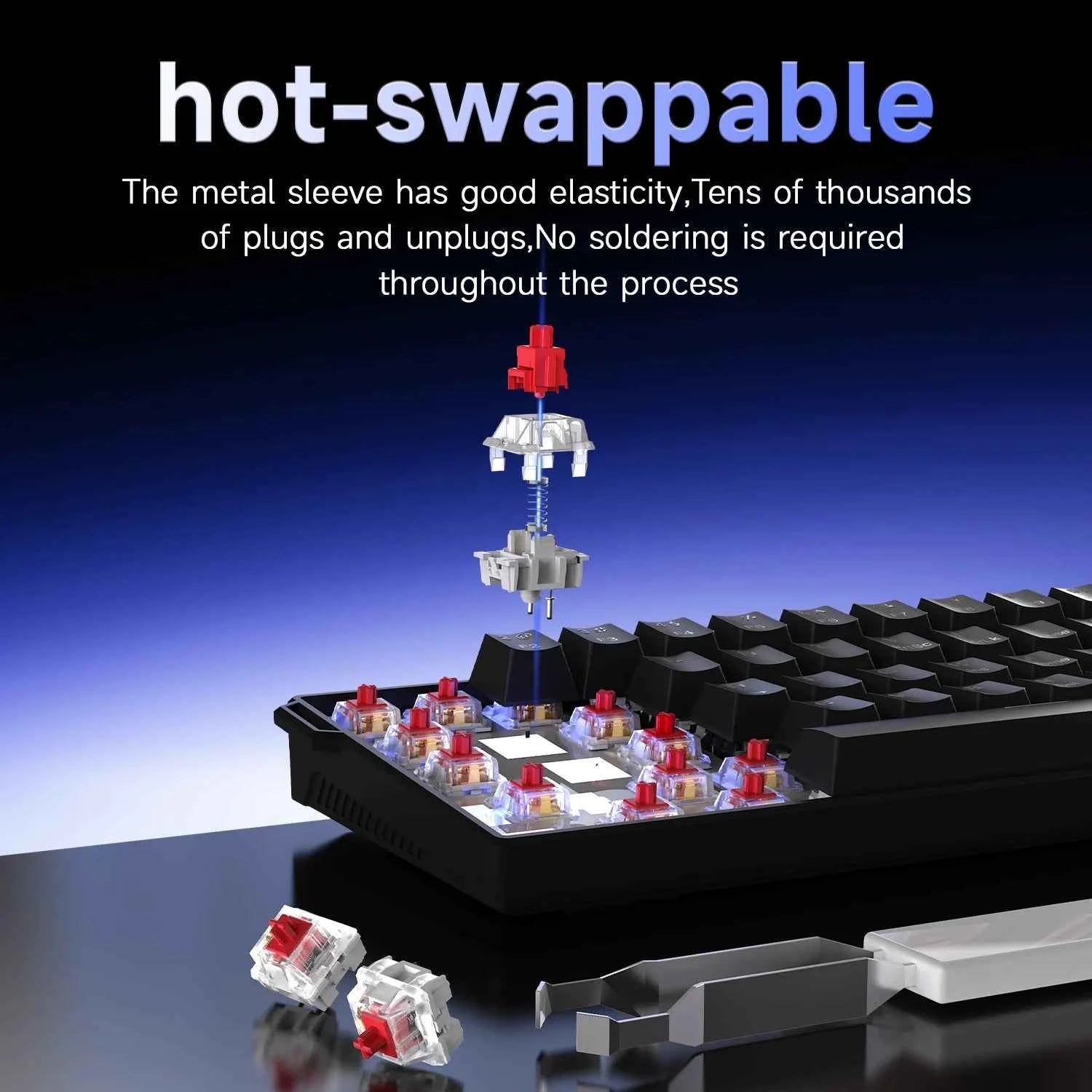 AJAZZ NK61 Wired Gaming Keyboard - 60% RGB Hot-Swappable Mini Mechanical Keyboard with 61 Keys and Red Switch for Gamers