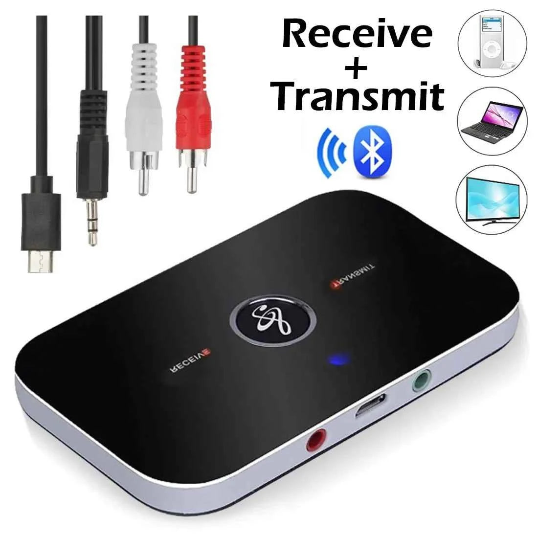 Bluetooth Audio Transmitter Receiver for Car, PC, TV & Headphones - USB Dongle Wireless Adapter with RCA 3.5mm AUX Jack