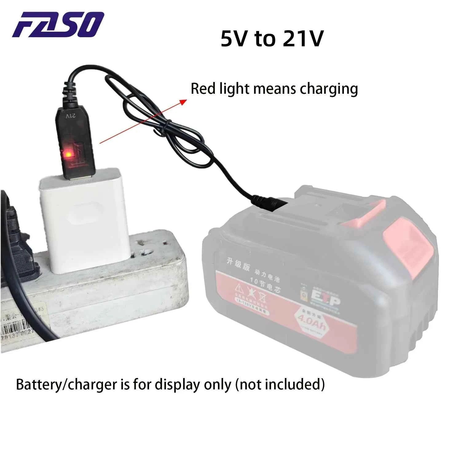 1pc 5V to 21V Boost Cable for 21V Battery Charging - DC Interface USB Adapter Cable